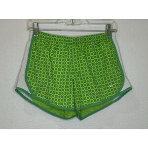 Nike DriFit Running Athletic Shorts Girls Sz Large Green Circles Built in Briefs